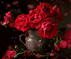 Ваза с красными розами - с цветами