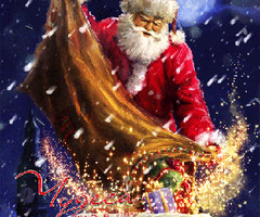 Санта Клаус с мешком подарков - с новым годом